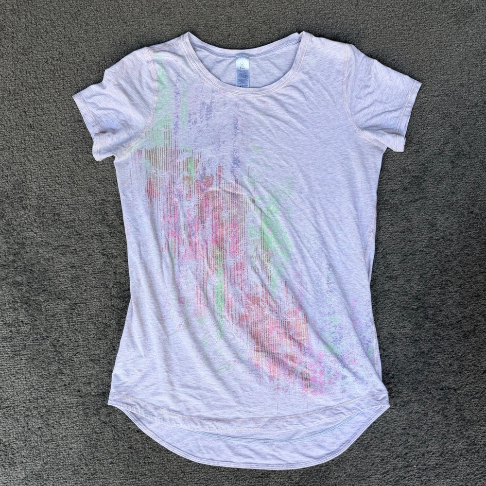 Ivivva Girls Size 14 Lavender Heather Pima Cotton Graphic Activewear T-Shirt